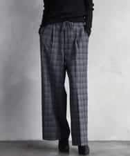 F6LAD13260 MICHEL KLEIN(小さいサイズ)(メゾン ドゥ サンク) [小さいサイズ]2WAYストレッチチェックワイドパンツ ブラック