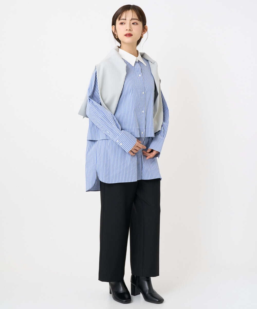 F6LAD28180 MICHEL KLEIN(小さいサイズ)(メゾン ドゥ サンク) [小さいサイズ][定番人気]ストレッチ裏起毛ワイドパンツ ライトグレー