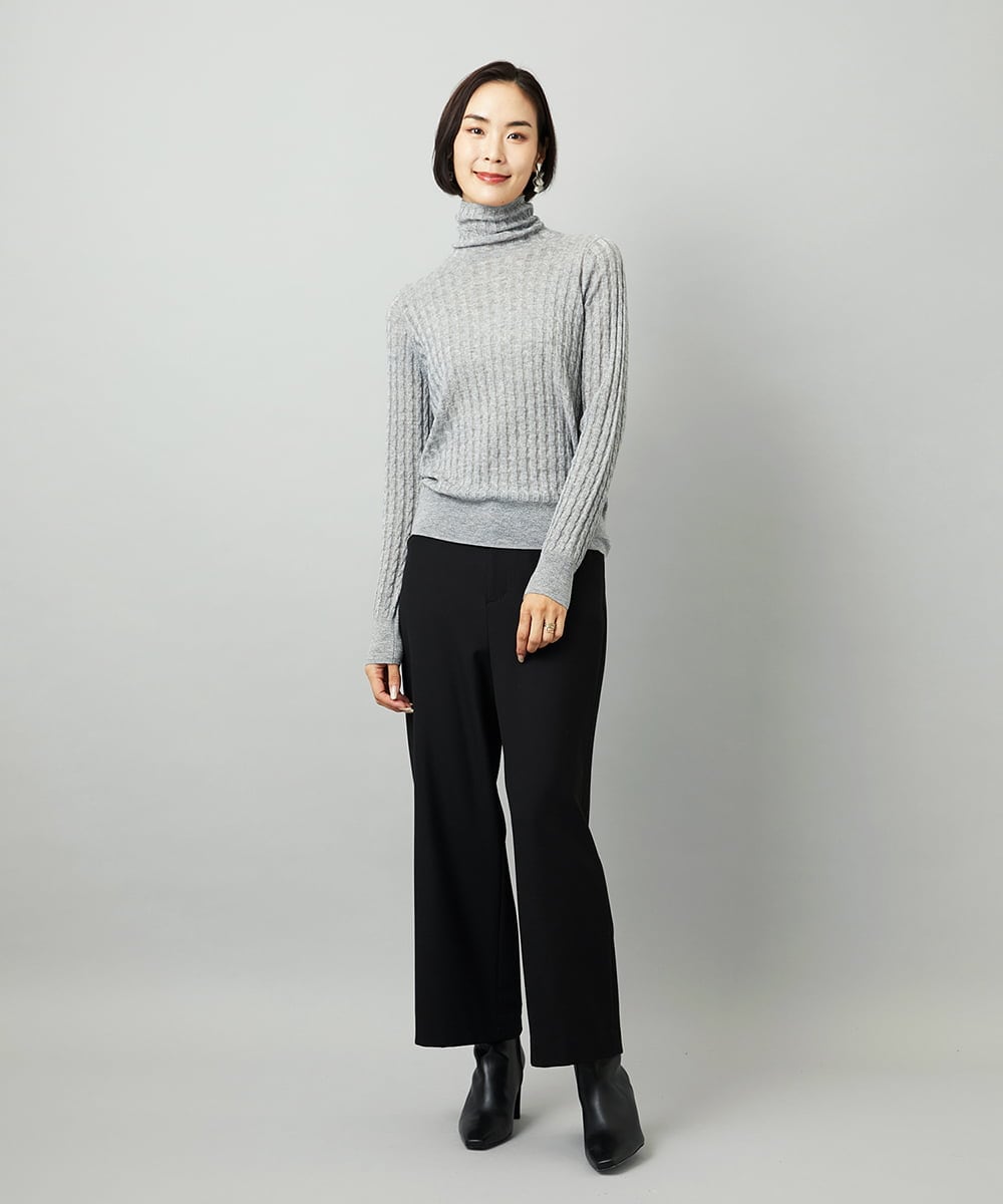 F6LAD28180 MICHEL KLEIN(小さいサイズ)(メゾン ドゥ サンク) [小さいサイズ][定番人気]ストレッチ裏起毛ワイドパンツ ライトグレー