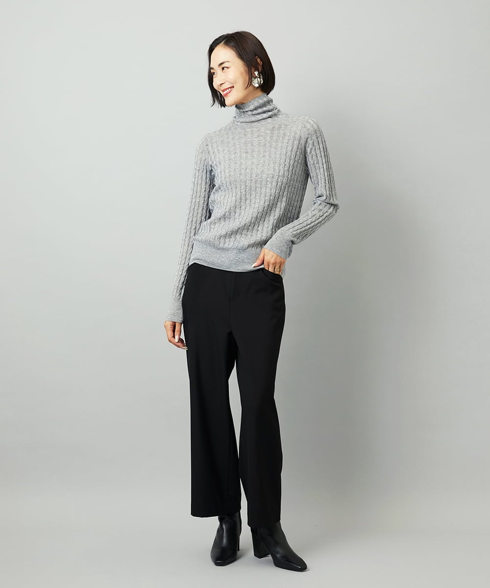 F6LAD28180 MICHEL KLEIN(小さいサイズ)(メゾン ドゥ サンク) [小さいサイズ][定番人気]ストレッチ裏起毛ワイドパンツ ライトグレー