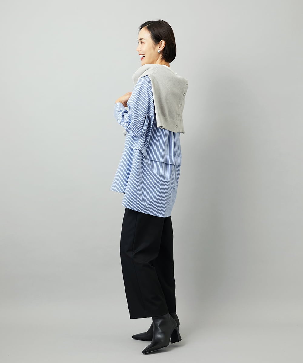 F6LAD28180 MICHEL KLEIN(小さいサイズ)(メゾン ドゥ サンク) [小さいサイズ][定番人気]ストレッチ裏起毛ワイドパンツ ライトグレー