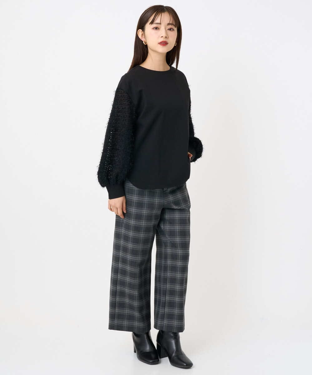 F6LAD28180 MICHEL KLEIN(小さいサイズ)(メゾン ドゥ サンク) [小さいサイズ][定番人気]ストレッチ裏起毛ワイドパンツ ライトグレー