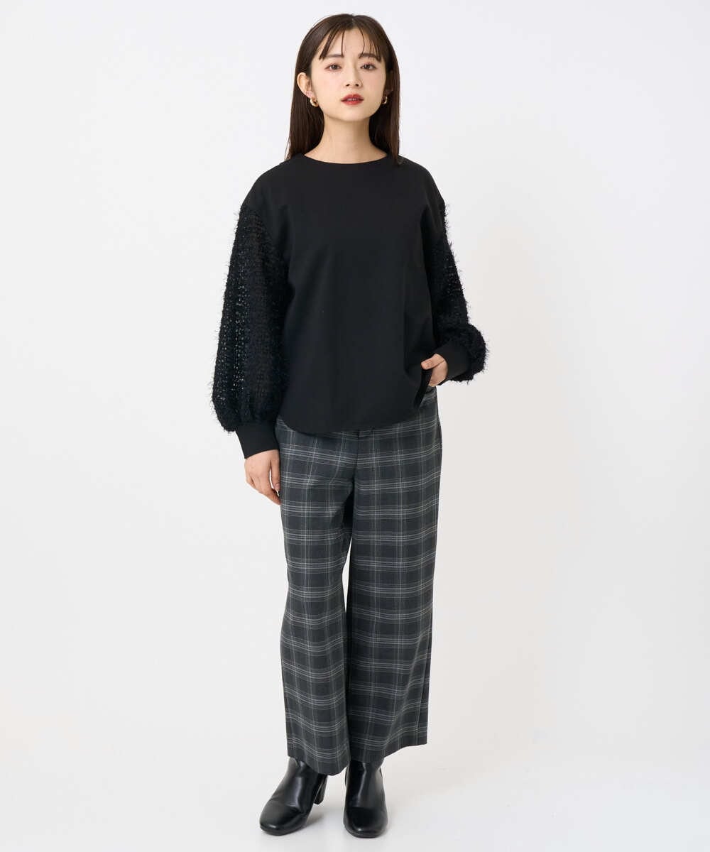 F6LAD28180 MICHEL KLEIN(小さいサイズ)(メゾン ドゥ サンク) [小さいサイズ][定番人気]ストレッチ裏起毛ワイドパンツ ライトグレー