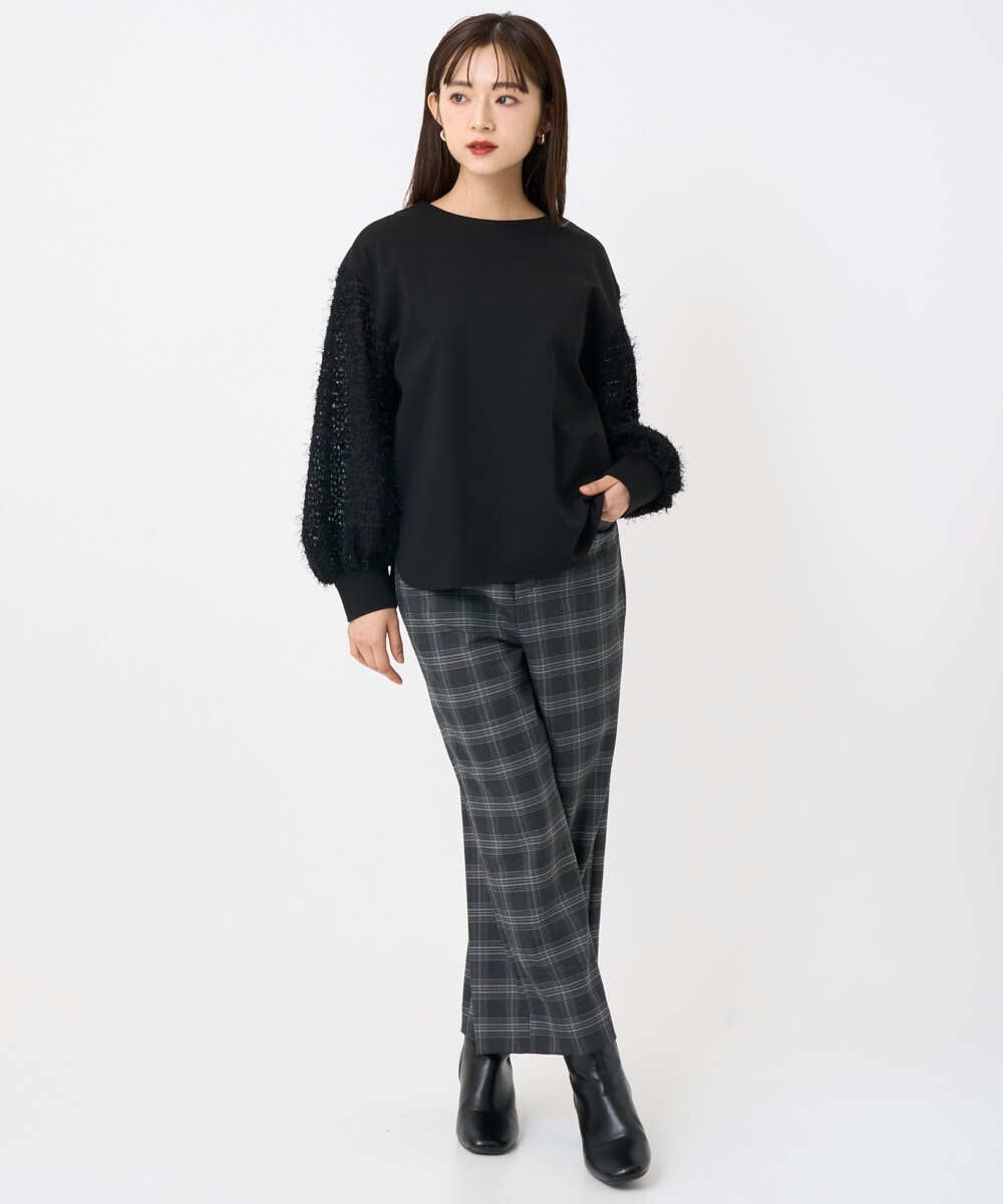 F6LAD28180 MICHEL KLEIN(小さいサイズ)(メゾン ドゥ サンク) [小さいサイズ][定番人気]ストレッチ裏起毛ワイドパンツ ライトグレー