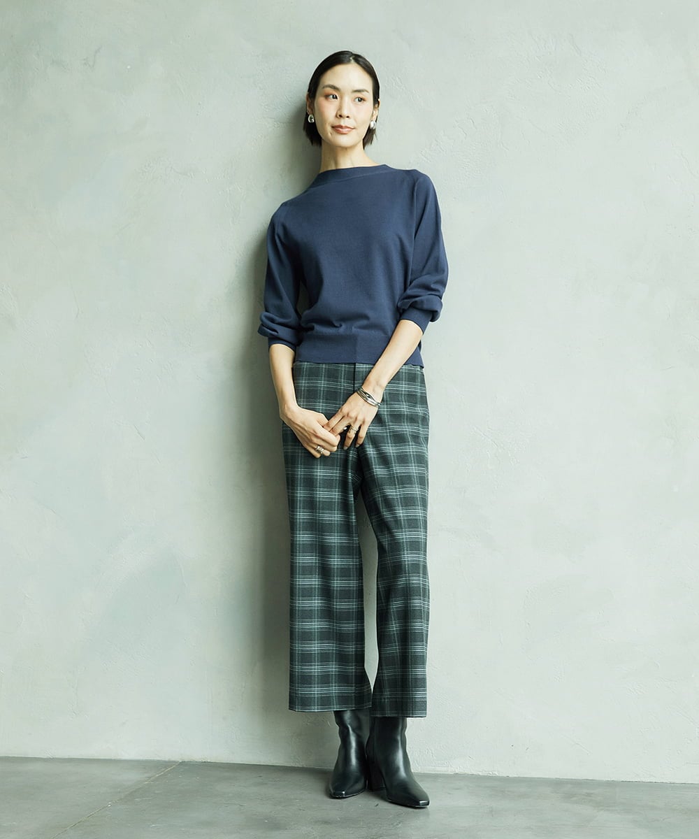 F6LAD28180 MICHEL KLEIN(小さいサイズ)(メゾン ドゥ サンク) [小さいサイズ][定番人気]ストレッチ裏起毛ワイドパンツ ライトグレー