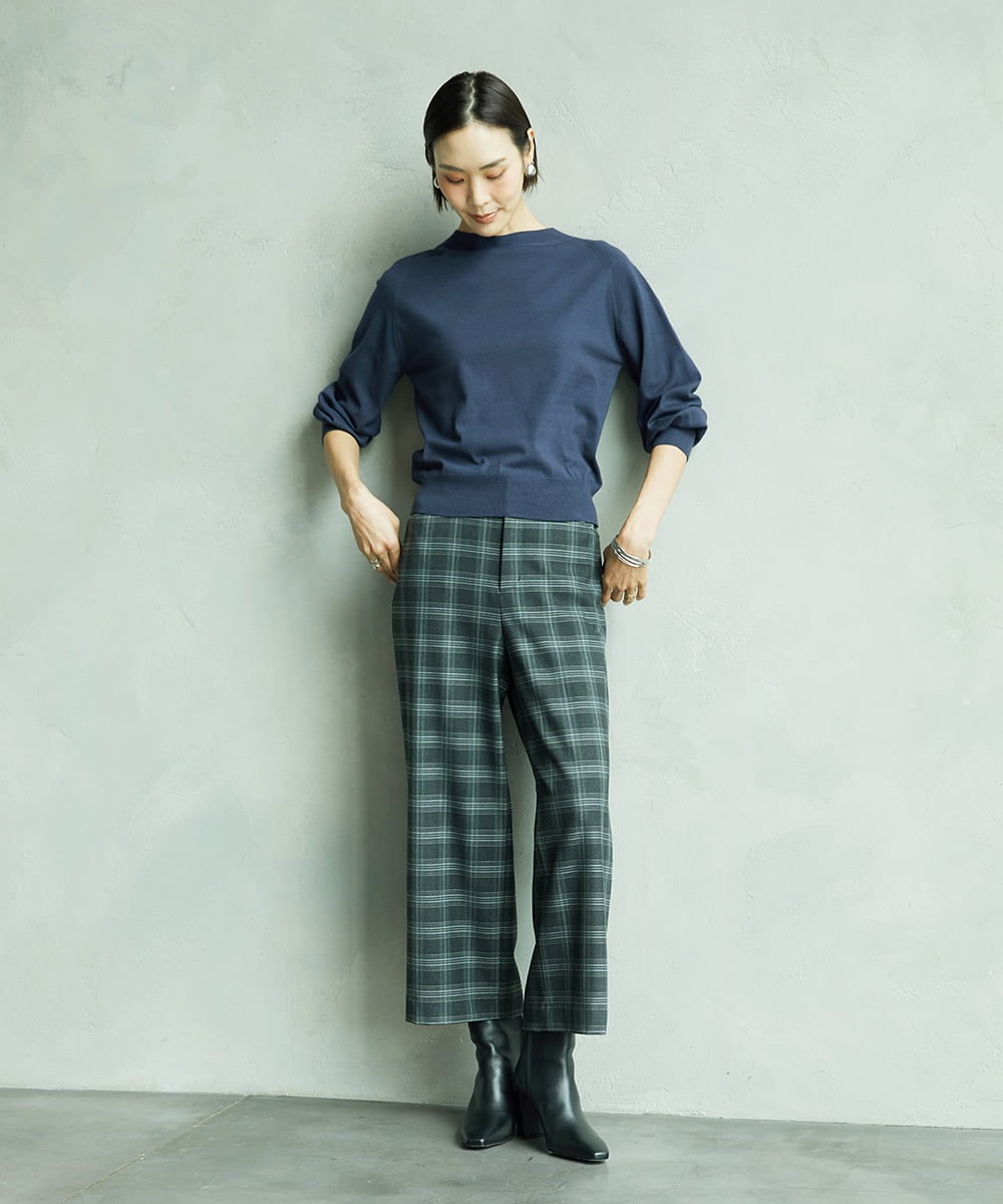 F6LAD28180 MICHEL KLEIN(小さいサイズ)(メゾン ドゥ サンク) [小さいサイズ][定番人気]ストレッチ裏起毛ワイドパンツ ライトグレー