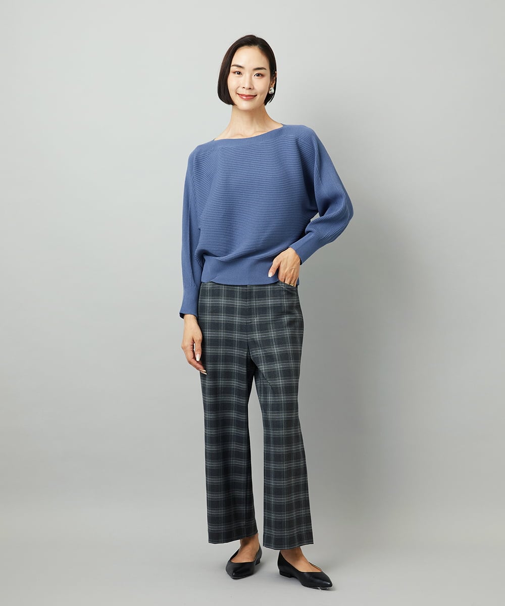 F6LAD28180 MICHEL KLEIN(小さいサイズ)(メゾン ドゥ サンク) [小さいサイズ][定番人気]ストレッチ裏起毛ワイドパンツ ライトグレー