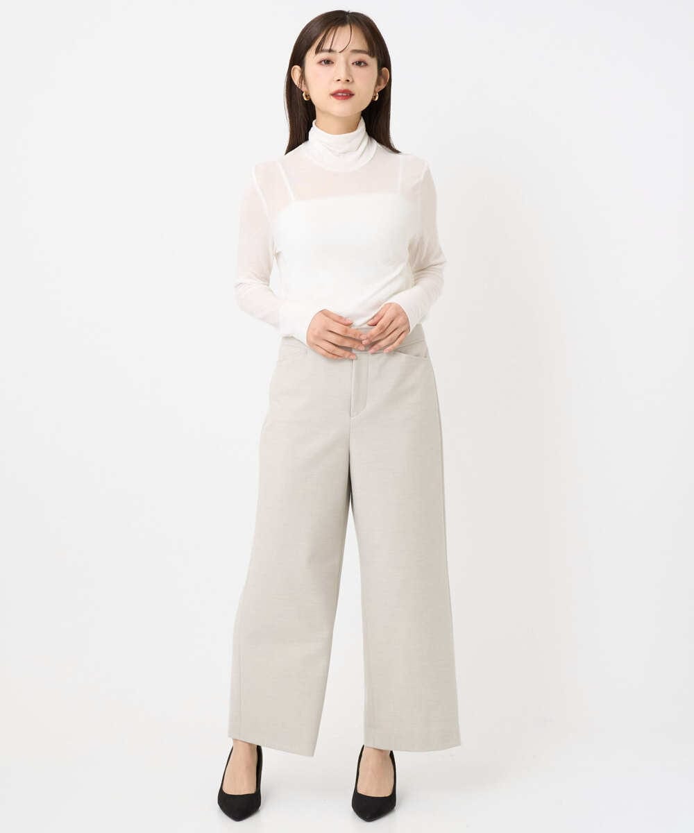 F6LAD28180 MICHEL KLEIN(小さいサイズ)(メゾン ドゥ サンク) [小さいサイズ][定番人気]ストレッチ裏起毛ワイドパンツ ライトグレー