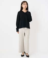 F6LAD28180 MICHEL KLEIN(小さいサイズ)(メゾン ドゥ サンク) [小さいサイズ][定番人気]ストレッチ裏起毛ワイドパンツ ライトグレー