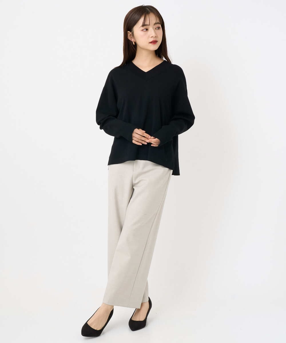 F6LAD28180 MICHEL KLEIN(小さいサイズ)(メゾン ドゥ サンク) [小さいサイズ][定番人気]ストレッチ裏起毛ワイドパンツ ライトグレー