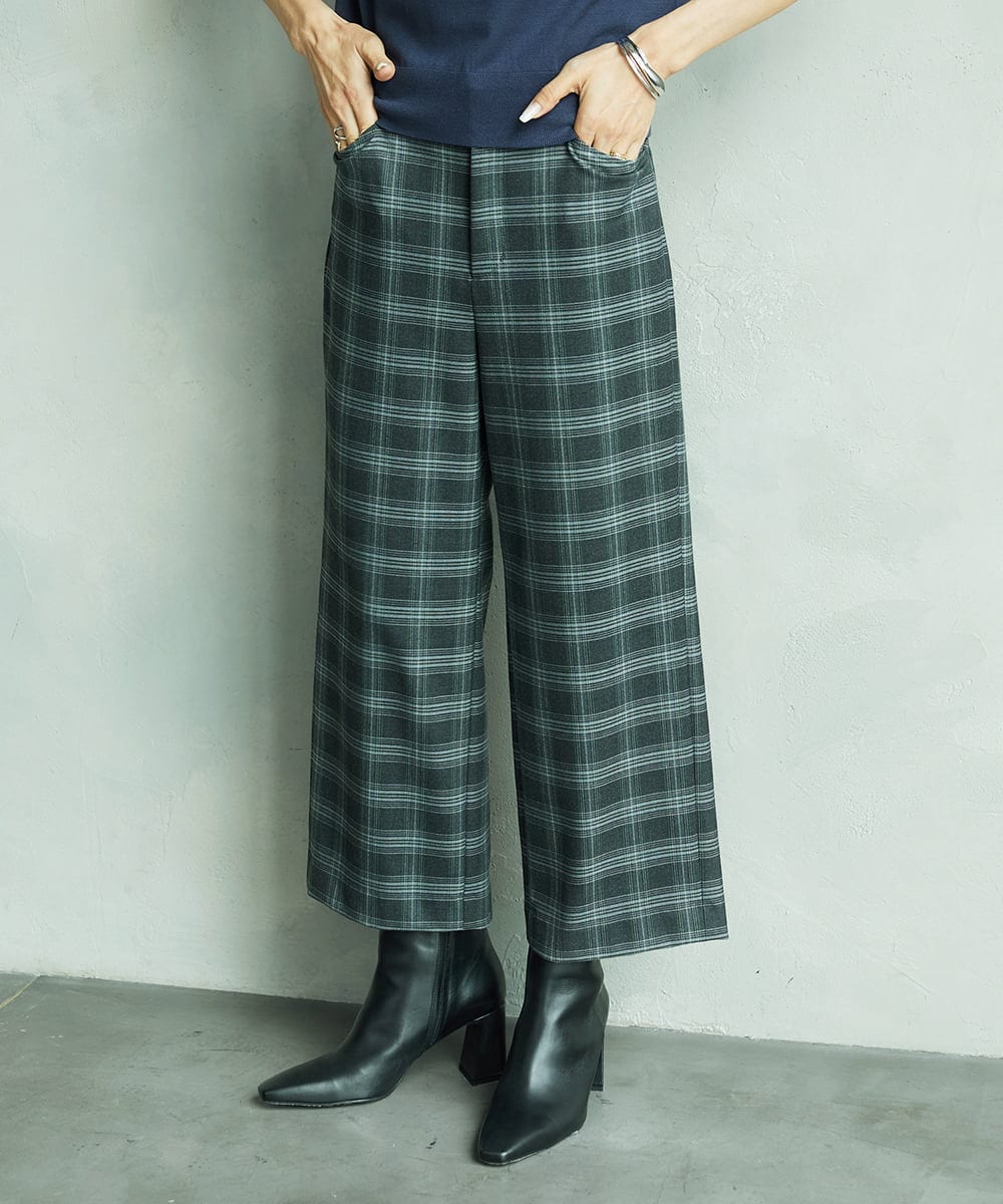 F6LAD28180 MICHEL KLEIN(小さいサイズ)(メゾン ドゥ サンク) [小さいサイズ][定番人気]ストレッチ裏起毛ワイドパンツ ライトグレー