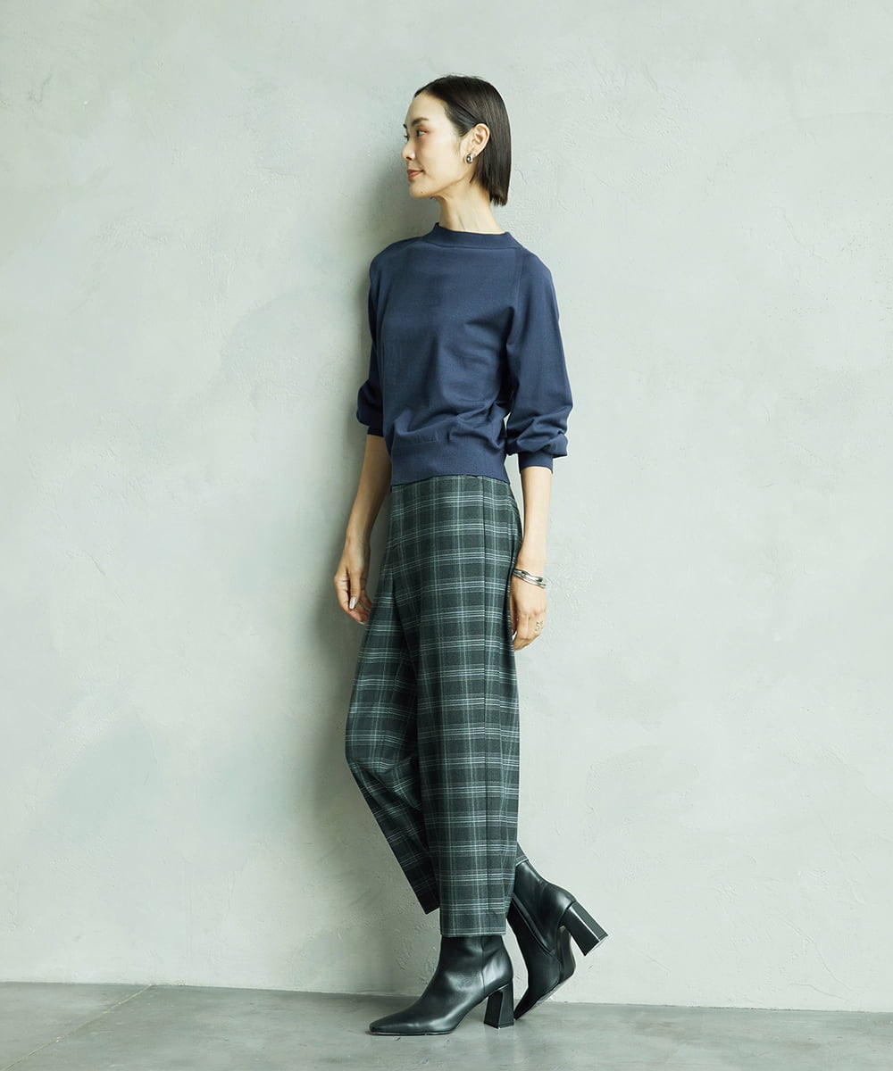 F6LAD28180 MICHEL KLEIN(小さいサイズ)(メゾン ドゥ サンク) [小さいサイズ][定番人気]ストレッチ裏起毛ワイドパンツ グレー