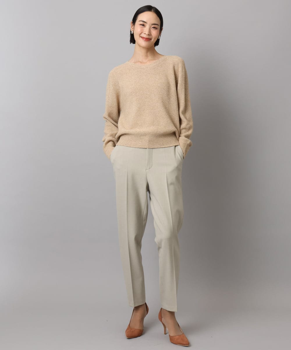 F6LAD31200 MICHEL KLEIN(小さいサイズ)(メゾン ドゥ サンク) [小さいサイズ]［定番人気/新色追加］裏起毛ワイドクロップドパンツ(機能素材) ベージュ