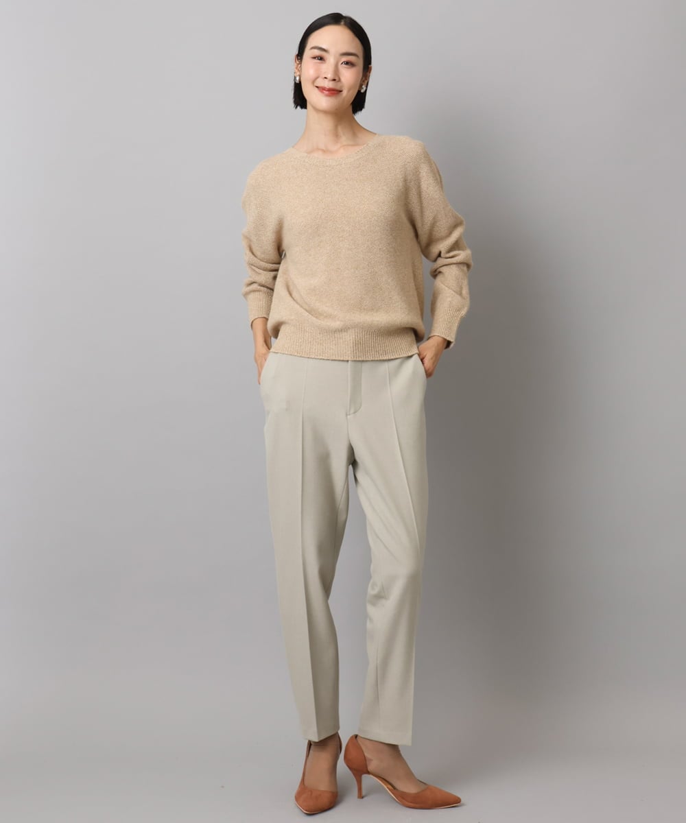 F6LAD31200 MICHEL KLEIN(小さいサイズ)(メゾン ドゥ サンク) [小さいサイズ]［定番人気/新色追加］裏起毛ワイドクロップドパンツ(機能素材) ベージュ