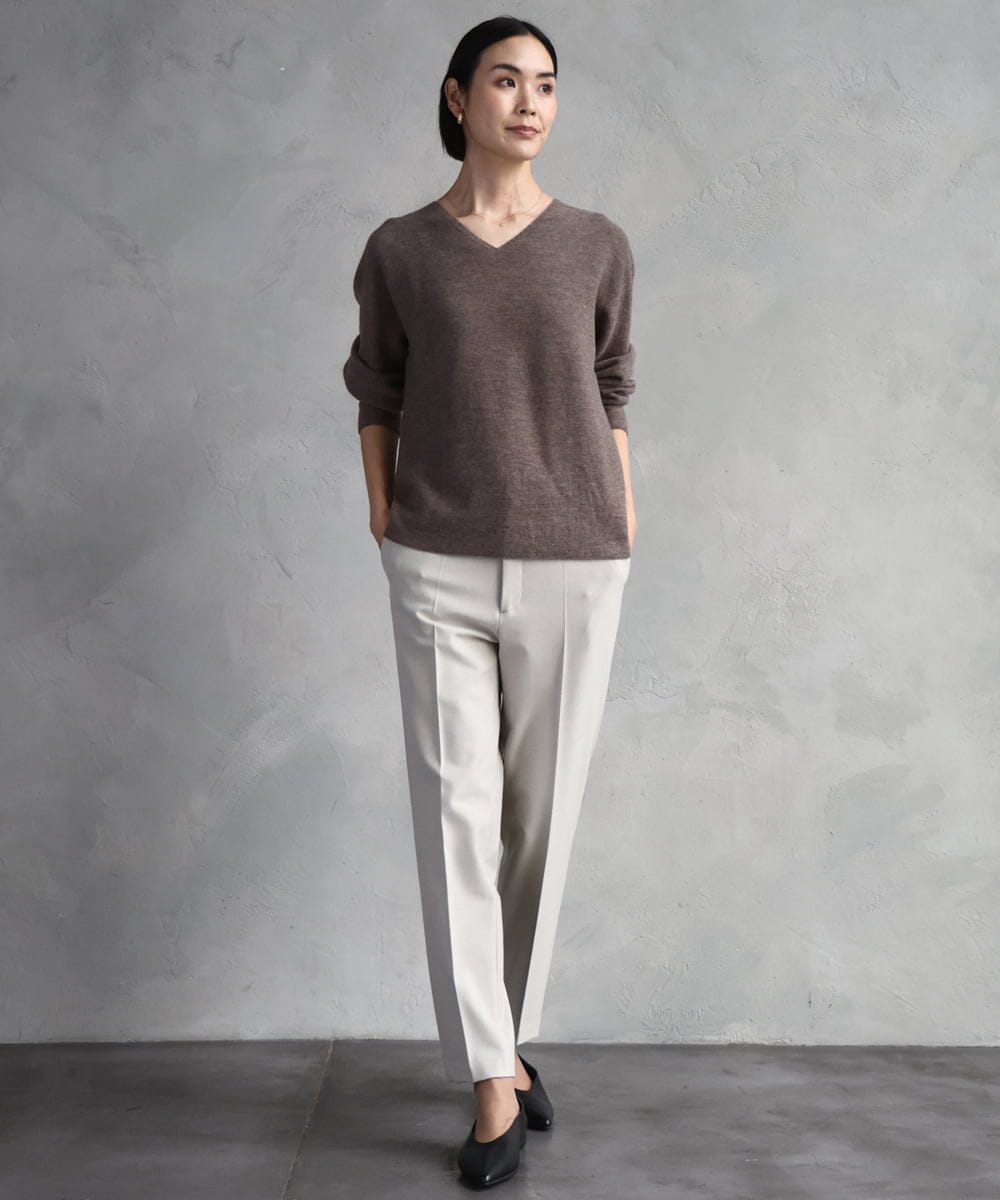 F6LAD31200 MICHEL KLEIN(小さいサイズ)(メゾン ドゥ サンク) [小さいサイズ]［定番人気/新色追加］裏起毛ワイドクロップドパンツ(機能素材) ベージュ