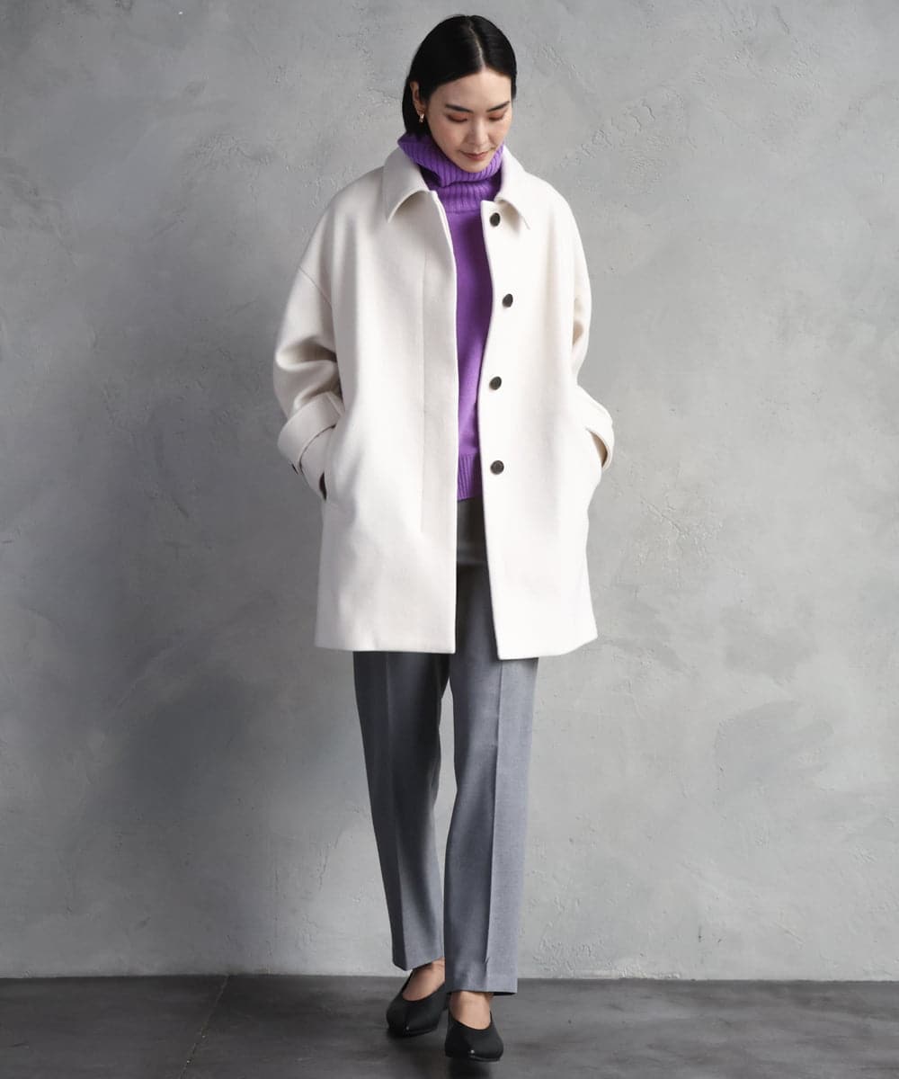 F6LAD31200 MICHEL KLEIN(小さいサイズ)(メゾン ドゥ サンク) [小さいサイズ]［定番人気/新色追加］裏起毛ワイドクロップドパンツ(機能素材) ベージュ