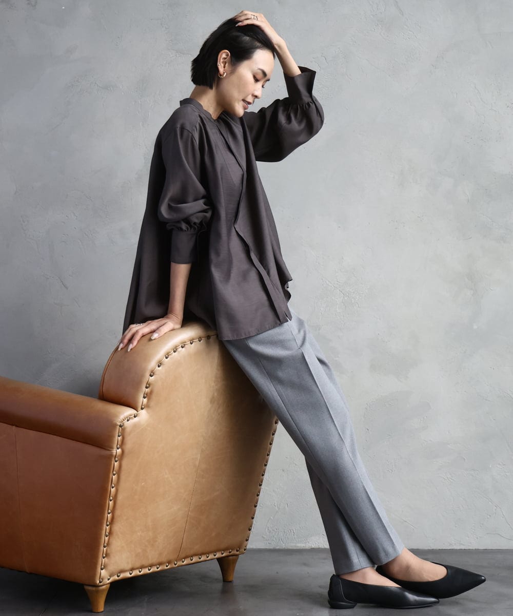 F6LAD31200 MICHEL KLEIN(小さいサイズ)(メゾン ドゥ サンク) [小さいサイズ]［定番人気/新色追加］裏起毛ワイドクロップドパンツ(機能素材) ベージュ