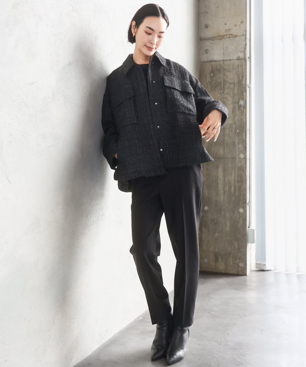 F6LAD31200 MICHEL KLEIN(小さいサイズ)(メゾン ドゥ サンク) [小さいサイズ]［定番人気/新色追加］裏起毛ワイドクロップドパンツ(機能素材) ベージュ