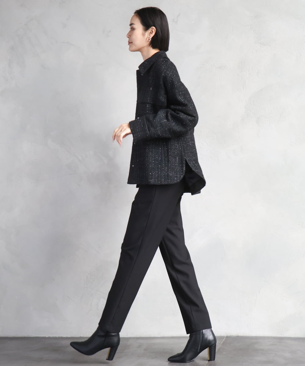 F6LAD31200 MICHEL KLEIN(小さいサイズ)(メゾン ドゥ サンク) [小さいサイズ]［定番人気/新色追加］裏起毛ワイドクロップドパンツ(機能素材) ベージュ