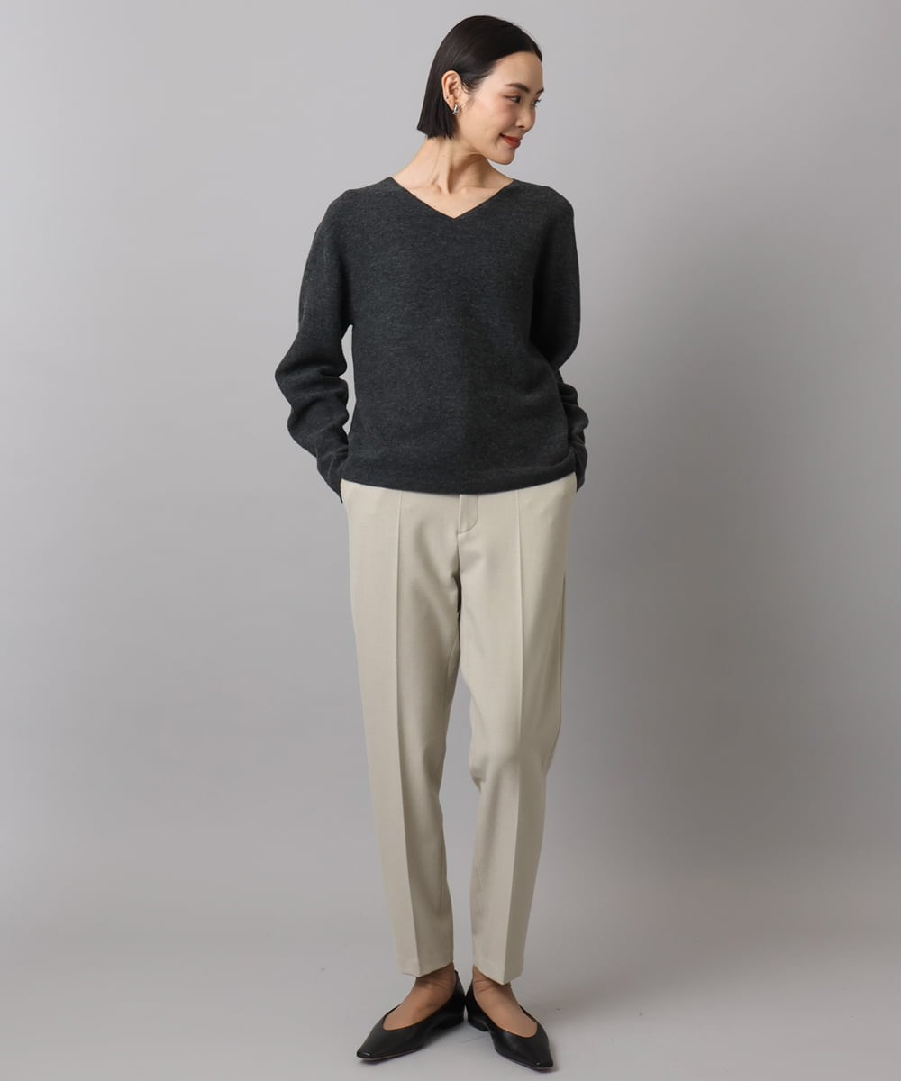 F6LAD31200 MICHEL KLEIN(小さいサイズ)(メゾン ドゥ サンク) [小さいサイズ]［定番人気/新色追加］裏起毛ワイドクロップドパンツ(機能素材) ベージュ