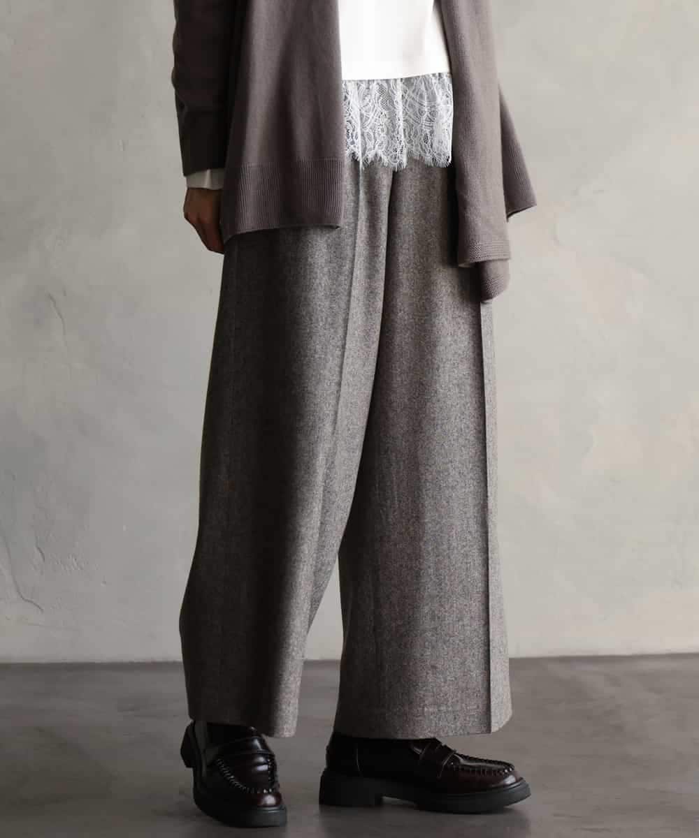 F6LAG42280 MICHEL KLEIN(小さいサイズ)(メゾン ドゥ サンク) 【小さいサイズ】ウール混ツイードワイドパンツ ダークグレー