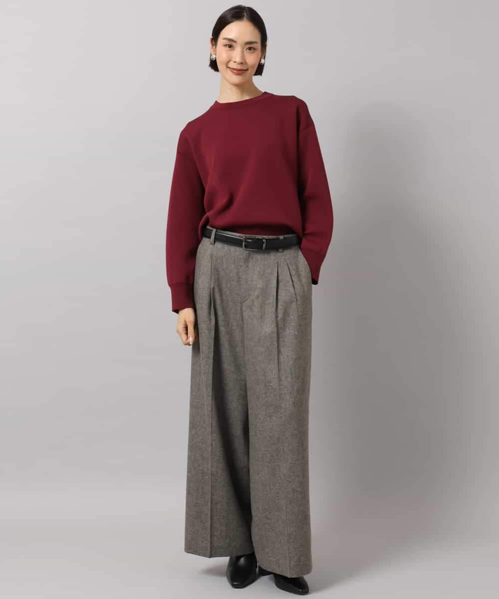 F6LAG42280 MICHEL KLEIN(小さいサイズ)(メゾン ドゥ サンク) 【小さいサイズ】ウール混ツイードワイドパンツ ダークグレー