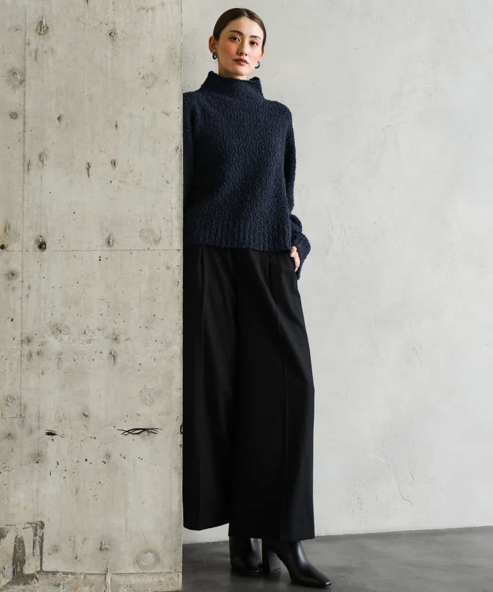 F6LAG42280 MICHEL KLEIN(小さいサイズ)(メゾン ドゥ サンク) 【小さいサイズ】ウール混ツイードワイドパンツ ダークグレー