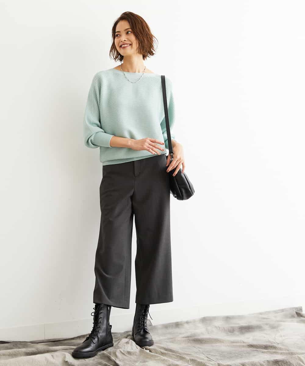 Michel Klein 小さいサイズ メゾン ドゥ サンク 機能性素材 洗える 裏起毛ワイドクロップドパンツ 小さいサイズ イトキンオンラインストア