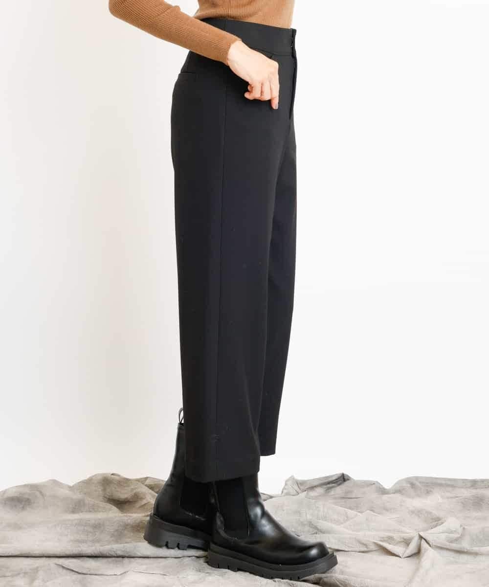 機能性素材 洗える 裏起毛ワイドクロップドパンツ 小さいサイズ ガウチョ ワイドパンツ Michel Klein 小さいサイズ メゾン ドゥ サンク イトキンオンラインストア