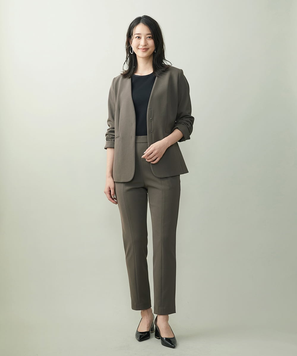 F6LAS19200 MICHEL KLEIN(小さいサイズ)(メゾン ドゥ サンク) [小さいサイズ]ストレッチテーパードパンツ（セットアップ対応） ブラック(94)