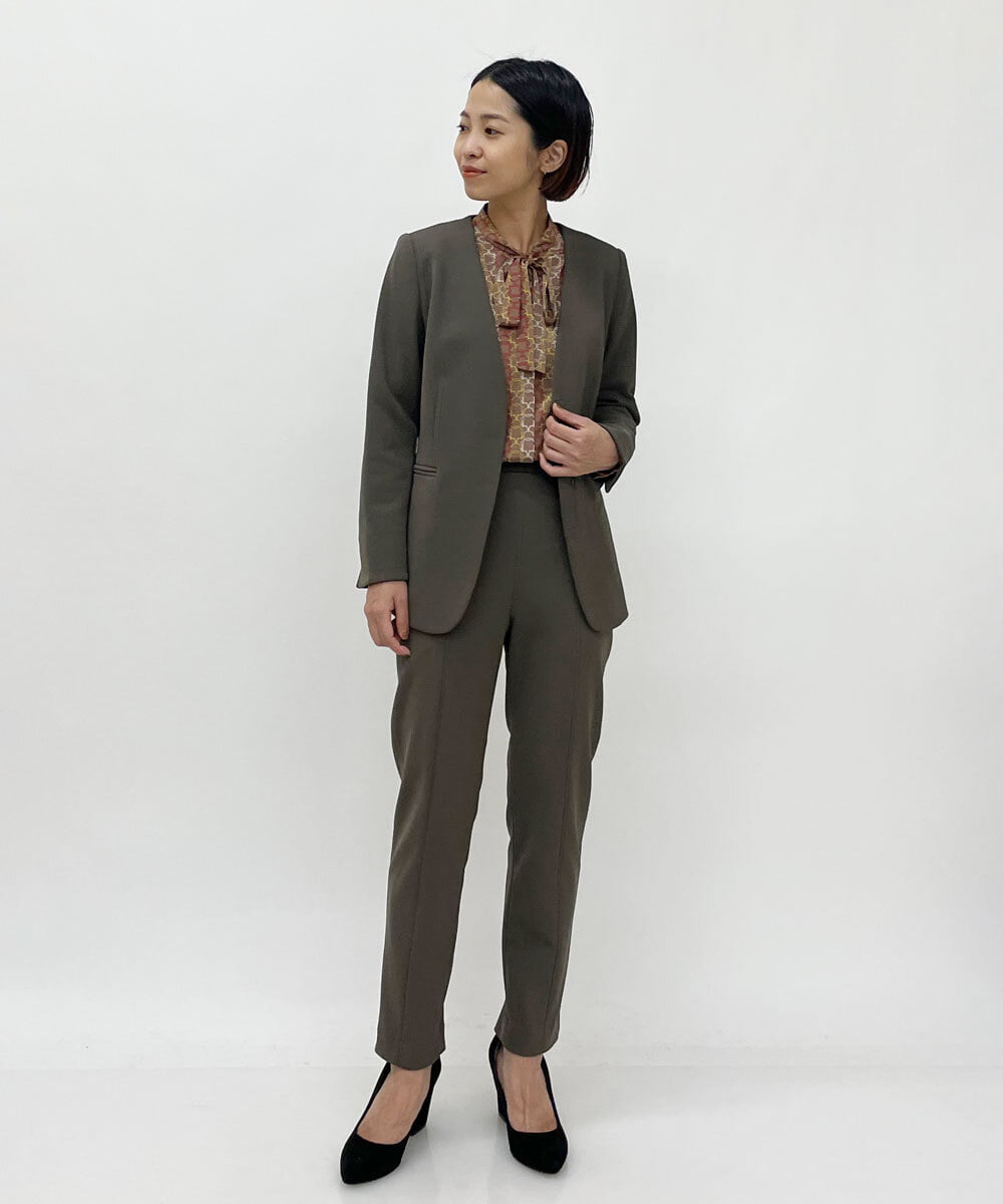F6LAS19200 MICHEL KLEIN(小さいサイズ)(メゾン ドゥ サンク) [小さいサイズ]ストレッチテーパードパンツ（セットアップ対応） ブラック(94)