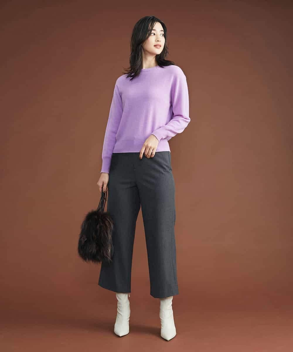 F6LAS35180 MICHEL KLEIN(小さいサイズ)(メゾン ドゥ サンク) [小さいサイズ]裏起毛ワイドクロップドパンツ（機能素材） グレー(92)