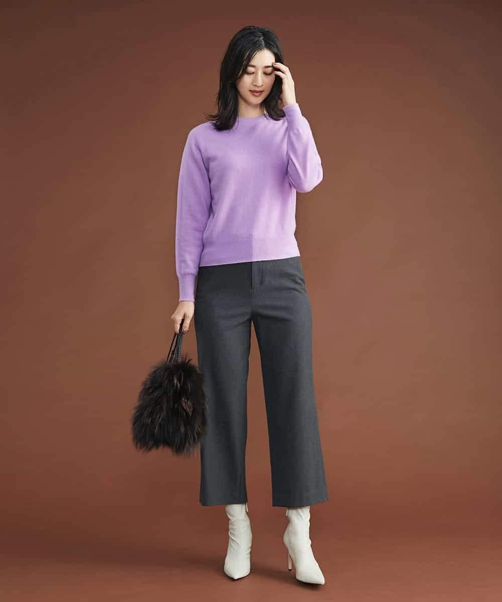 F6LAS35180 MICHEL KLEIN(小さいサイズ)(メゾン ドゥ サンク) [小さいサイズ]裏起毛ワイドクロップドパンツ（機能素材） グレー(92)