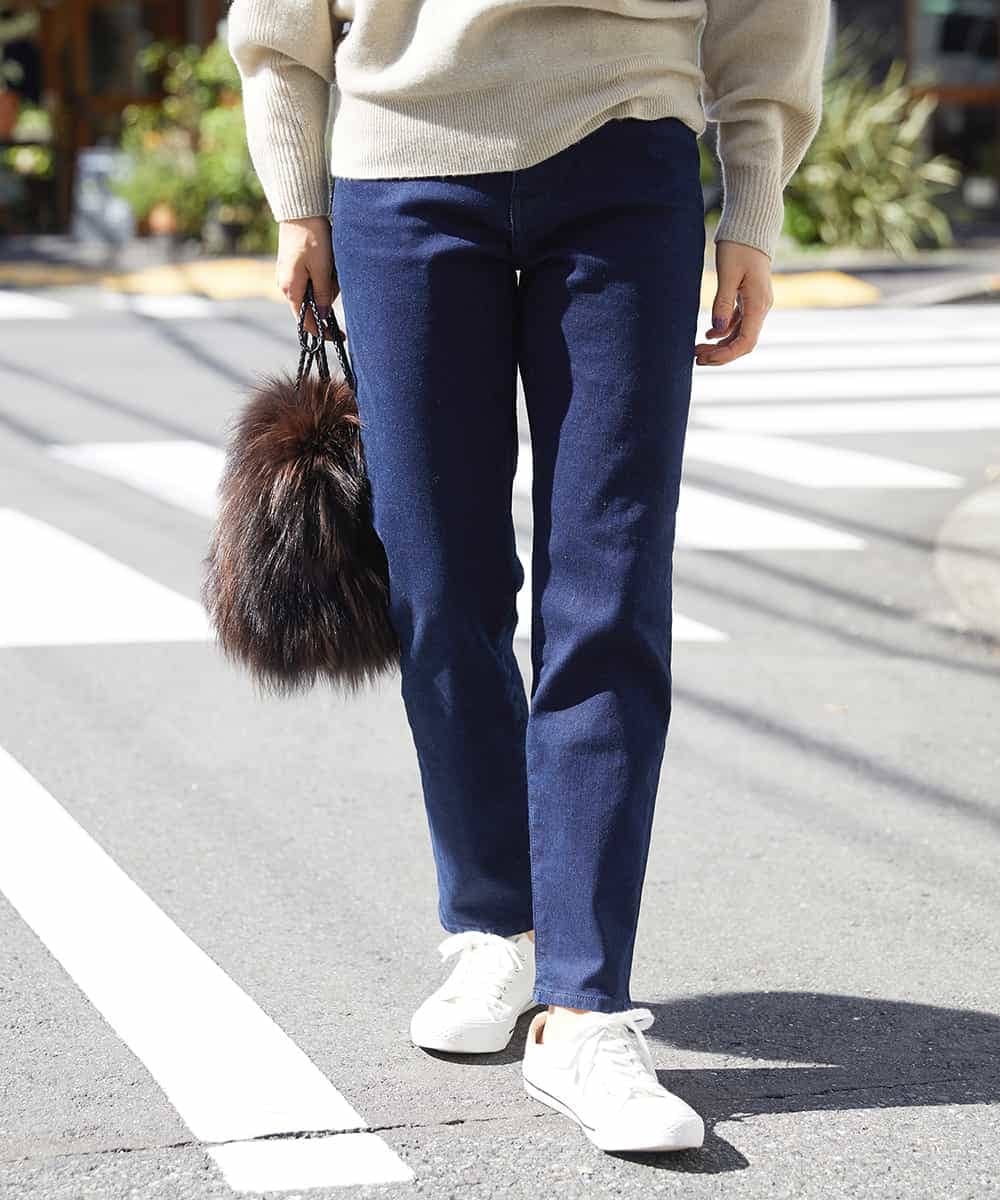 F6LAS43230 MICHEL KLEIN(小さいサイズ)(メゾン ドゥ サンク) [小さいサイズ]裏起毛ストレッチデニム（インディゴ） ネイビー(57)