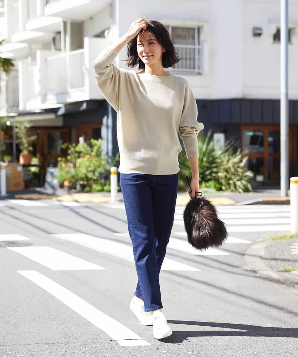 F6LAS43230 MICHEL KLEIN(小さいサイズ)(メゾン ドゥ サンク) [小さいサイズ]裏起毛ストレッチデニム（インディゴ） ネイビー(57)