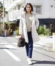 F6LAS43230 MICHEL KLEIN(小さいサイズ)(メゾン ドゥ サンク) [小さいサイズ]裏起毛ストレッチデニム（インディゴ） ネイビー(57)