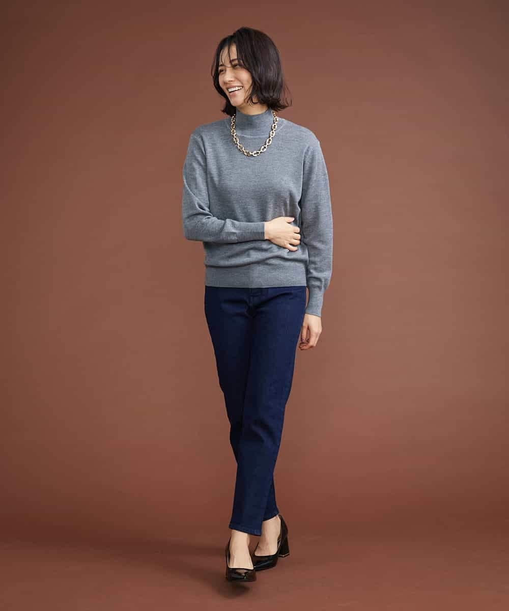 F6LAS43230 MICHEL KLEIN(小さいサイズ)(メゾン ドゥ サンク) [小さいサイズ]裏起毛ストレッチデニム（インディゴ） ネイビー(57)