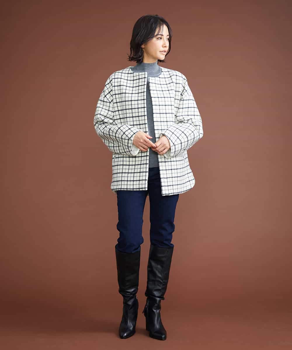 F6LAS43230 MICHEL KLEIN(小さいサイズ)(メゾン ドゥ サンク) [小さいサイズ]裏起毛ストレッチデニム（インディゴ） ネイビー(57)