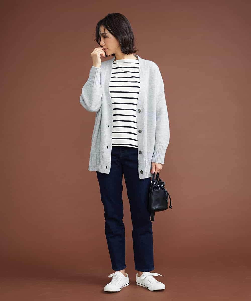 F6LAS43230 MICHEL KLEIN(小さいサイズ)(メゾン ドゥ サンク) [小さいサイズ]裏起毛ストレッチデニム（インディゴ） ネイビー(57)