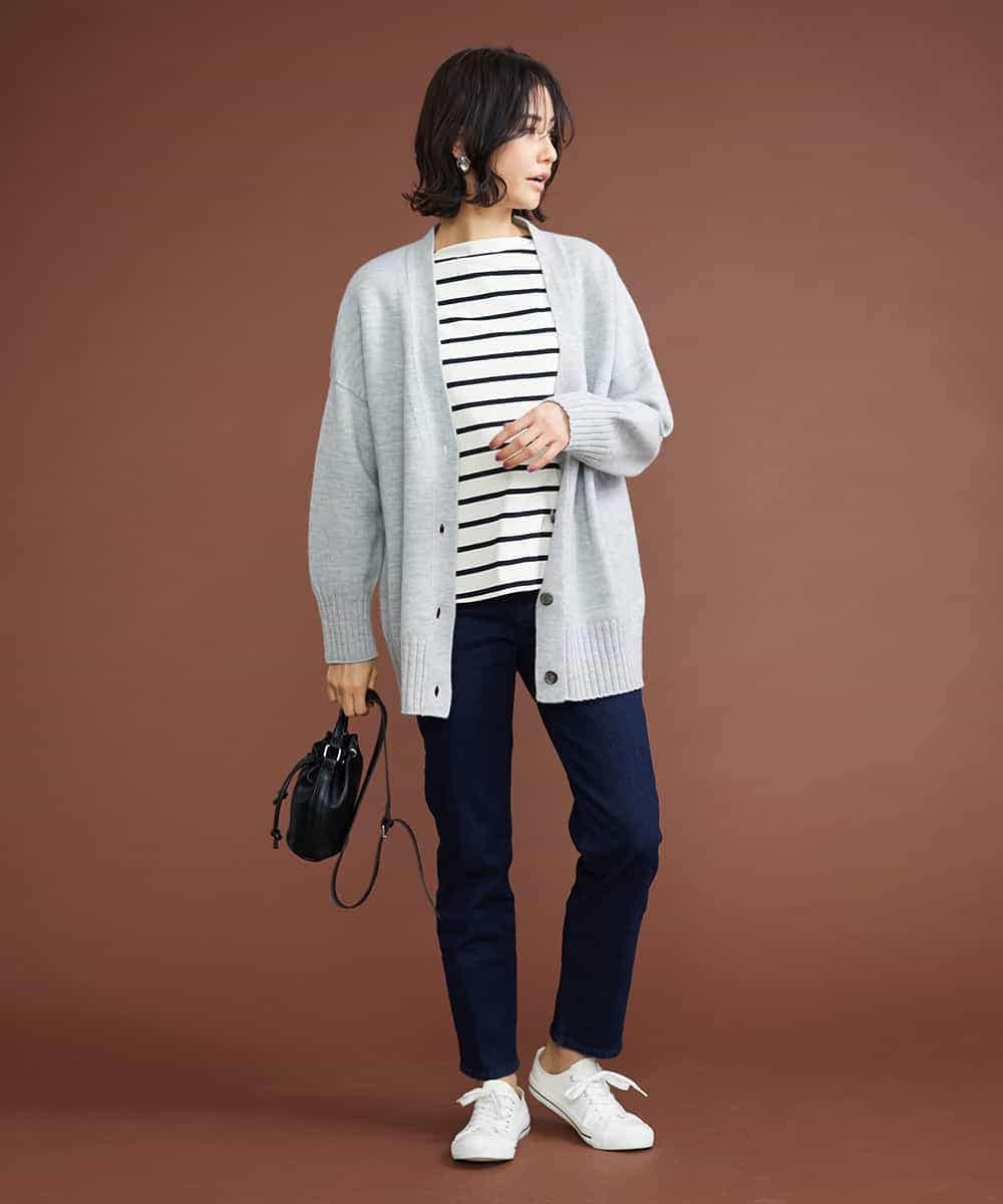 F6LAS43230 MICHEL KLEIN(小さいサイズ)(メゾン ドゥ サンク) [小さいサイズ]裏起毛ストレッチデニム（インディゴ） ネイビー(57)