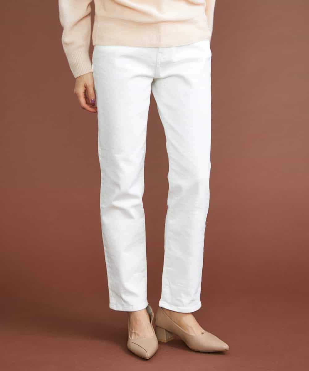 F6LAT43230 MICHEL KLEIN(小さいサイズ)(メゾン ドゥ サンク) [小さいサイズ]裏起毛ストレッチデニム（ホワイト） ホワイト(90)