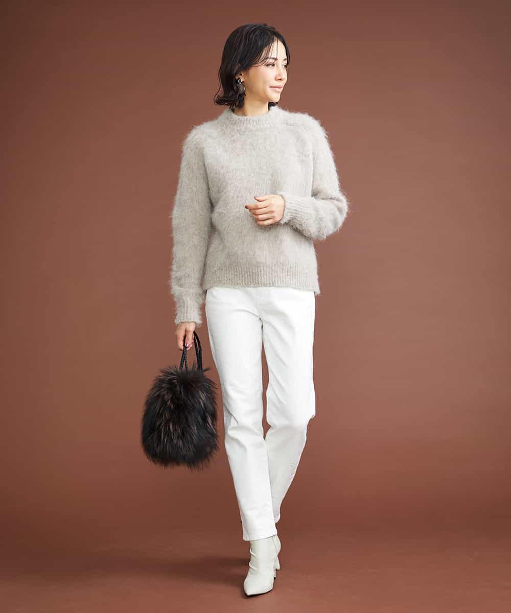 F6LAT43230 MICHEL KLEIN(小さいサイズ)(メゾン ドゥ サンク) [小さいサイズ]裏起毛ストレッチデニム（ホワイト） ホワイト(90)