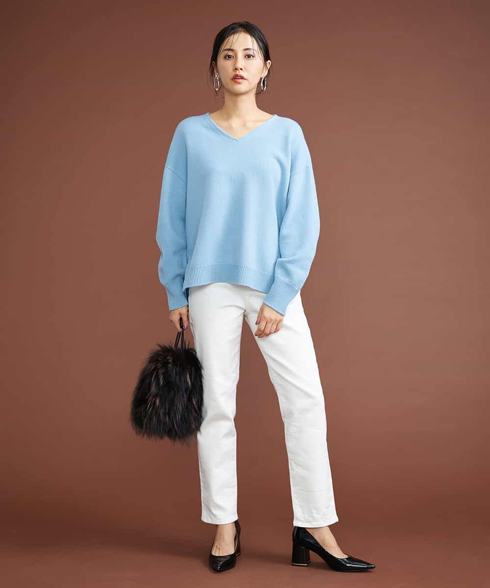 F6LAT43230 MICHEL KLEIN(小さいサイズ)(メゾン ドゥ サンク) [小さいサイズ]裏起毛ストレッチデニム（ホワイト） ホワイト(90)
