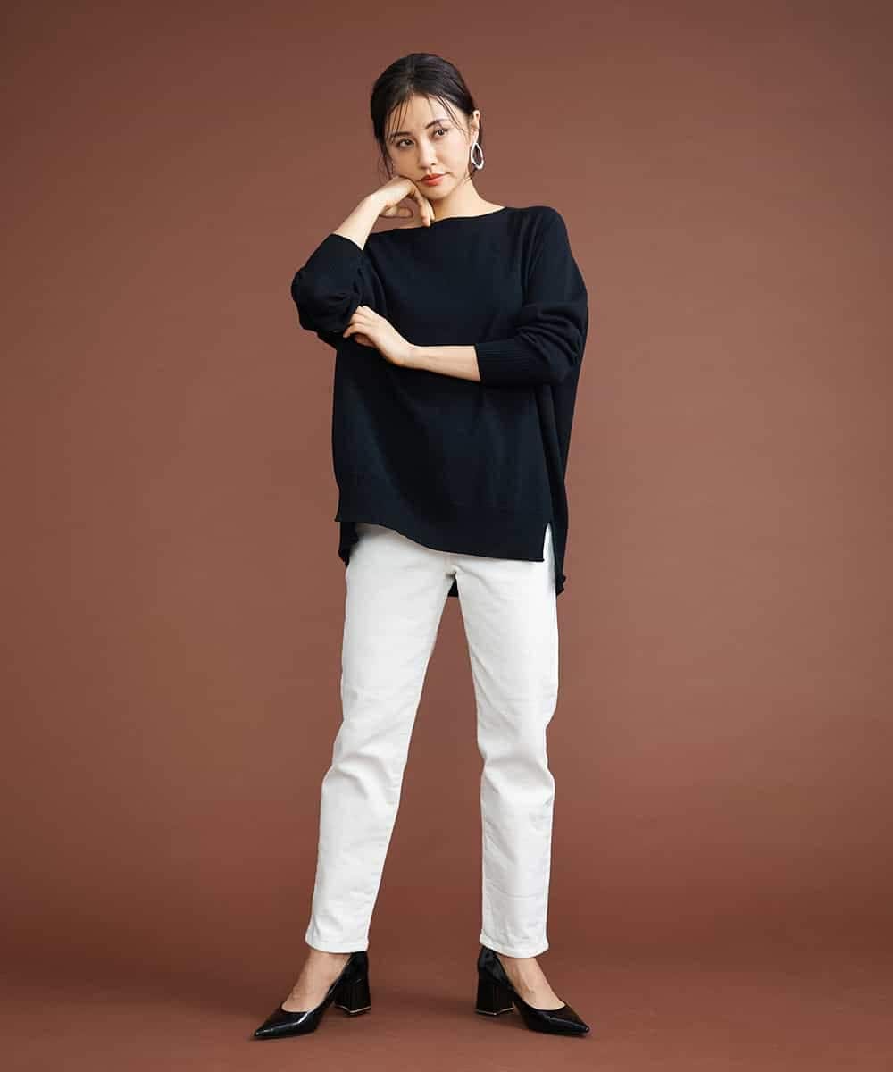 F6LAT43230 MICHEL KLEIN(小さいサイズ)(メゾン ドゥ サンク) [小さいサイズ]裏起毛ストレッチデニム（ホワイト） ホワイト(90)