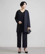 F6LAV10180 MICHEL KLEIN(小さいサイズ)(メゾン ドゥ サンク) [小さいサイズ]ストレッチワイドパンツ(定番シルエット/裏地なし/長め) ブラック(94)