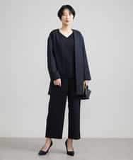 F6LAV10180 MICHEL KLEIN(小さいサイズ)(メゾン ドゥ サンク) [小さいサイズ]ストレッチワイドパンツ(定番シルエット/裏地なし/長め) ブラック(94)