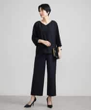 F6LAV10180 MICHEL KLEIN(小さいサイズ)(メゾン ドゥ サンク) [小さいサイズ]ストレッチワイドパンツ(定番シルエット/裏地なし/長め) ブラック(94)