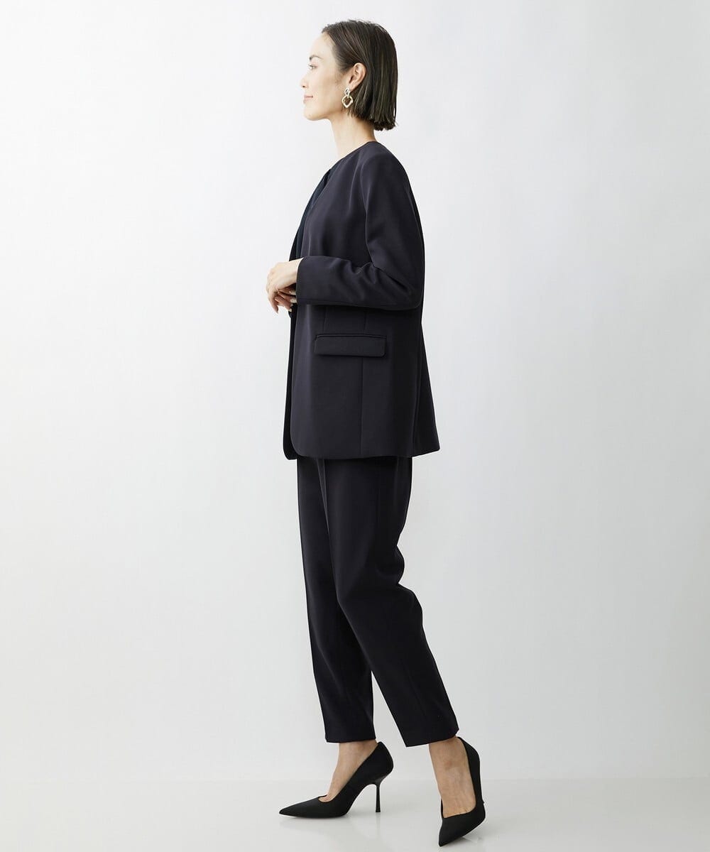 F6LAV35230 MICHEL KLEIN(小さいサイズ)(メゾン ドゥ サンク) [小さいサイズ]ストレッチツイルテーパードパンツ/セットアップ対応 ネイビー(57)