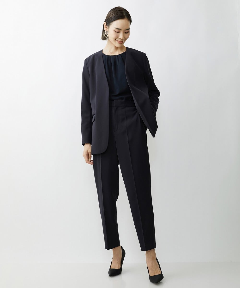 F6LAV35230 MICHEL KLEIN(小さいサイズ)(メゾン ドゥ サンク) [小さいサイズ]ストレッチツイルテーパードパンツ/セットアップ対応 ネイビー(57)