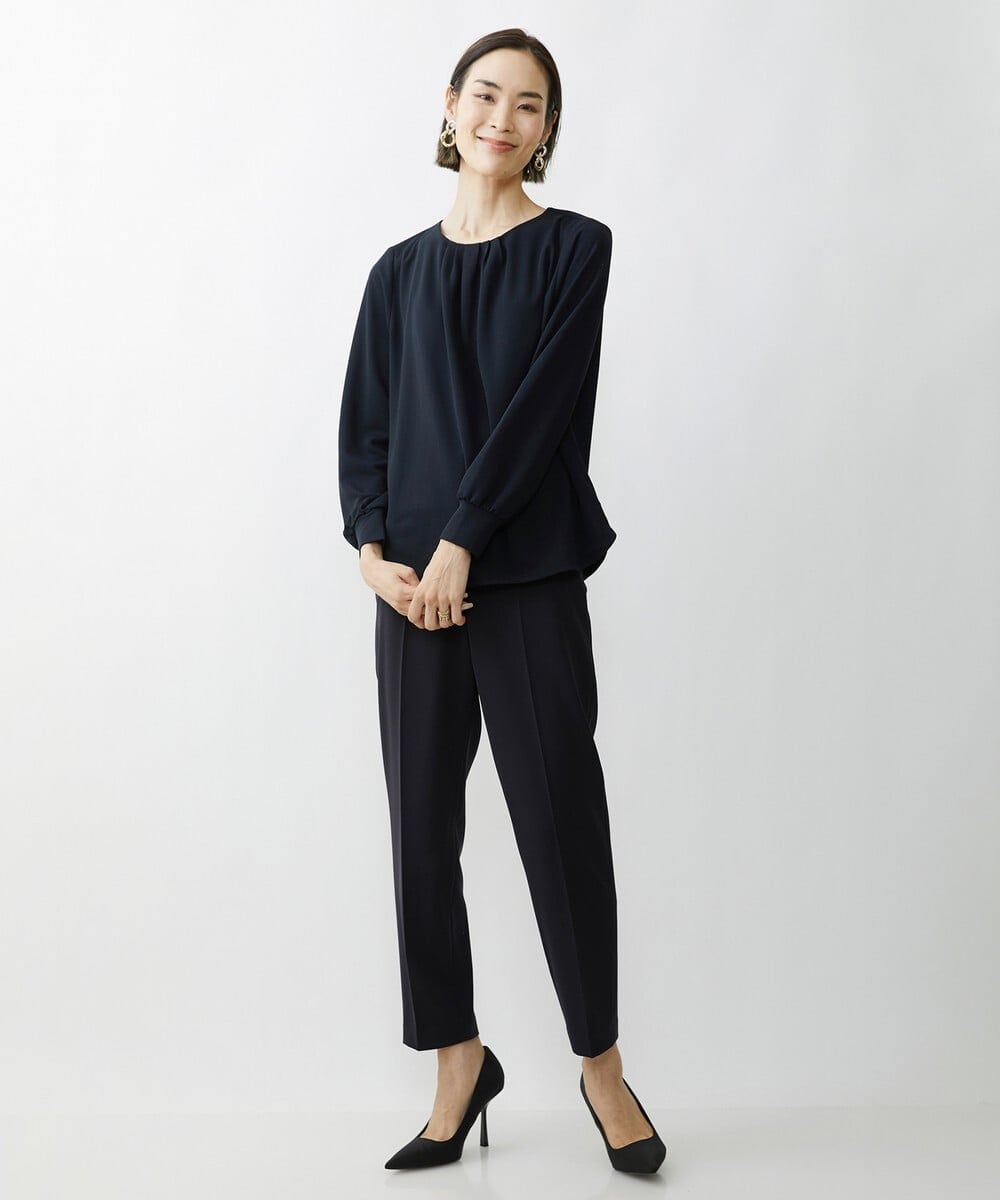 F6LAV35230 MICHEL KLEIN(小さいサイズ)(メゾン ドゥ サンク) [小さいサイズ]ストレッチツイルテーパードパンツ/セットアップ対応 ネイビー(57)